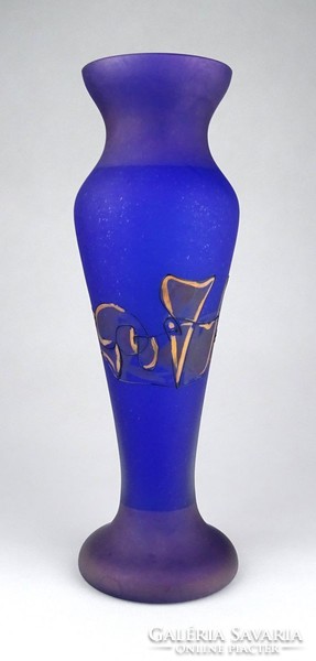 1F131 Jon Art kortárs kék művészi üveg váza 29.5 cm