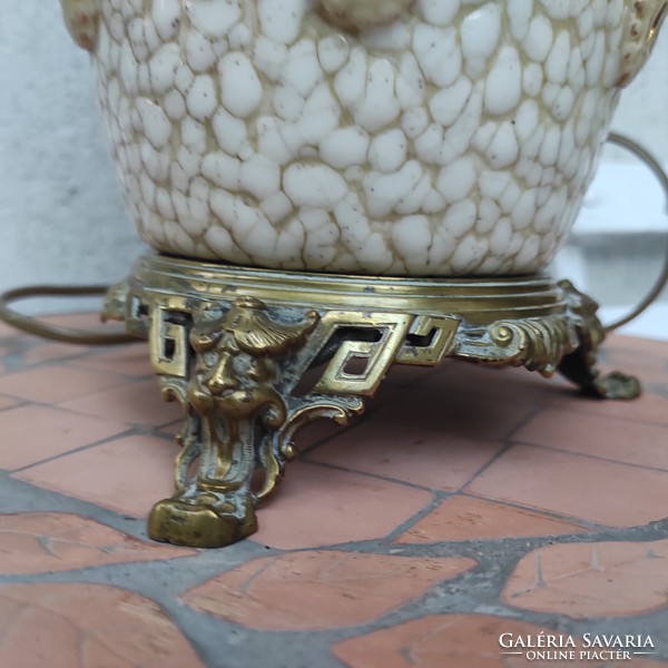 Zsolnay asztali lámpa,àttört majolika kerámia gyönyörű,1800 as évek,