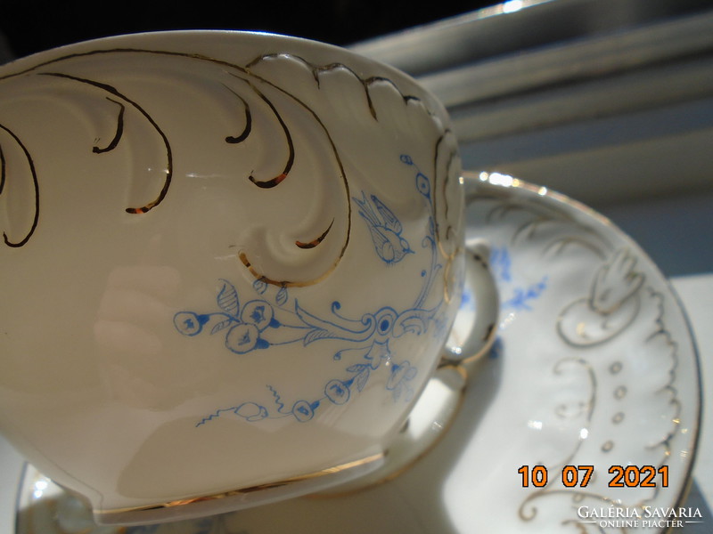 19. Sz new rococo convex shell and painted blue zinc, with flower patterns, tea cup coaster