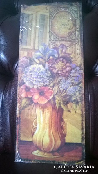 Hangulatos Virágcsendélet fémez falikép  50x20 cm