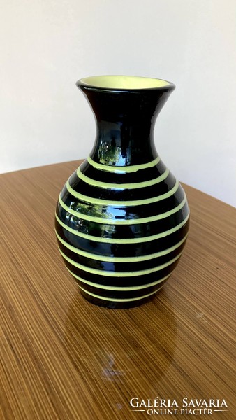 Retro vintage yellow striped vase