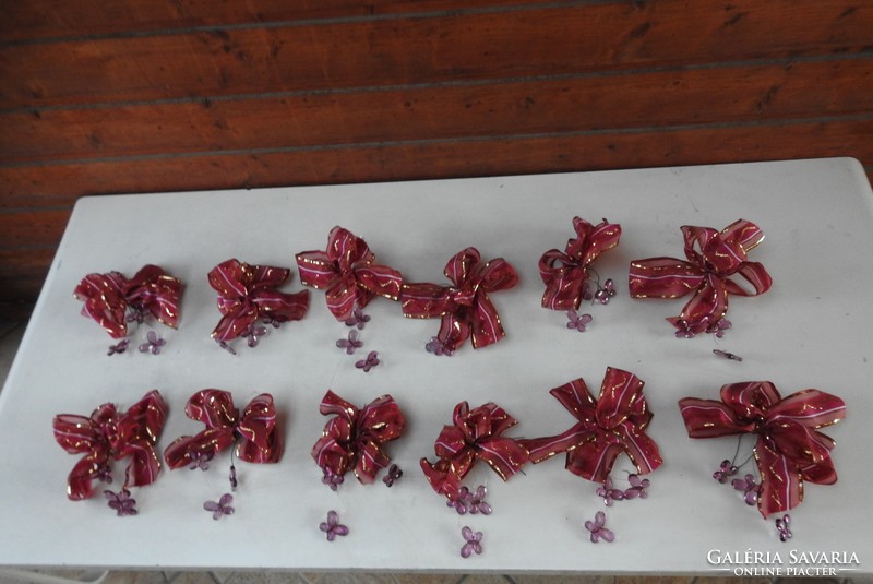 Piros masni gyűjtemény üveg lepkékkel - egyben 12 darab karácsonyfadísz vagy ajándék dekoráció