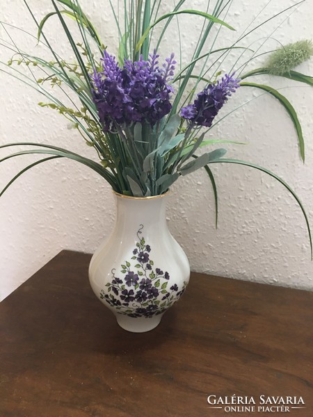 Zsolnay vase with violet pattern.