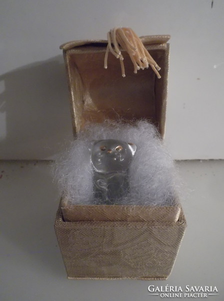 Statue - crystal teddy bear - 3.5 x 3 cm - covered in silk - in a box -7.5 x 5 x 5 cm - flawless