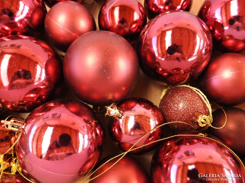 Retro  bordó gömb karácsonyfa díszek - 30 db - Karácsonyfadísz gyűjteményből