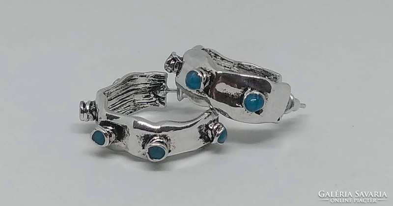 Egyedi tervezésű silver filled kék kristályos karika fülbevaló