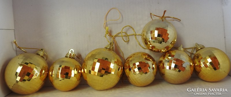 Retro shiny golden ball Christmas tree decorations - 7 pcs - from the Christmas tree decoration collection