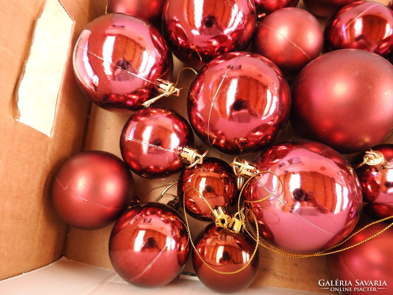 Retro burgundy sphere Christmas tree decorations - 30 pcs - from the Christmas tree decoration collection