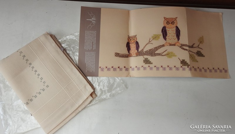 Stickpackung vorgezeichnet kit de broderie _ original embroidery kit owl scarf