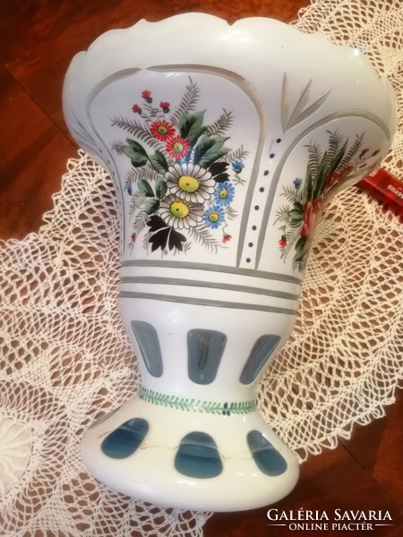 Hatalmas, hántolt biedermeier váza a monarchiakori Csehországból