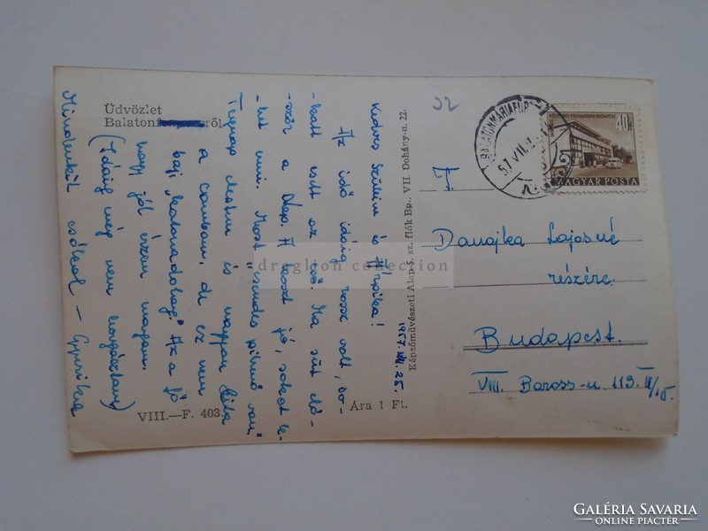 G21.351   Régi képeslap  BALATONFENYVES  Balaton    1957