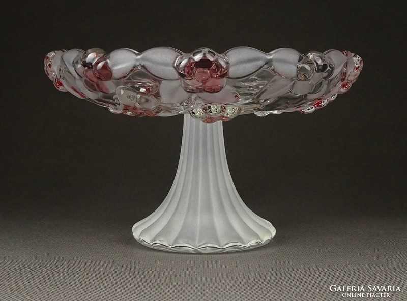 1F270 walther glas base glass table centerpiece with pink coloring 10.5 C