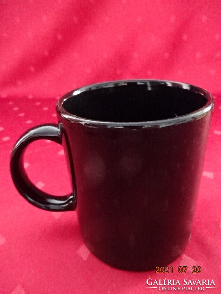 Fekete porcelán pohár, magassága 9,5 cm, átmérője 8 cm. Vanneki!