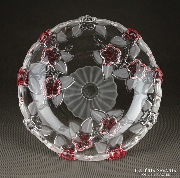 1F270 walther glas base glass table centerpiece with pink coloring 10.5 C