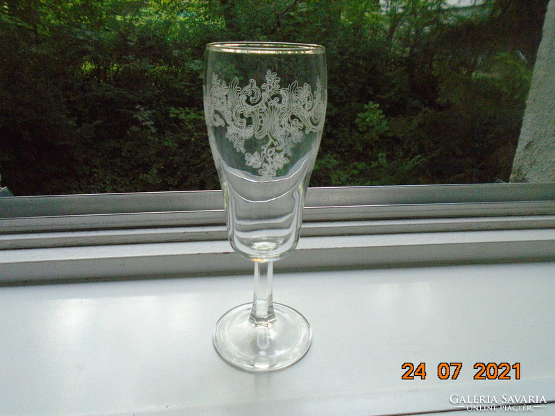 Handmade Italian champagne glass marked with etched ornate patterns