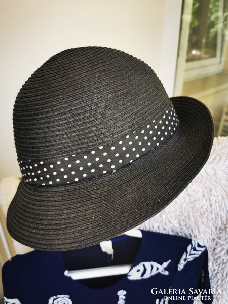 Elegant black straw hat,