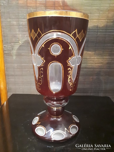 Biedermeier peeled glass goblet