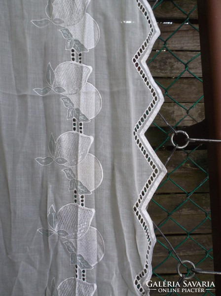 Curtain - lemon pattern - cotton canvas - machine embroidery - stained glass - 280 x 48 cm
