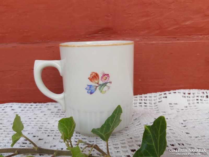 Rare collector's skirted zsolnay with floral pattern tulip porcelain mug nostalgia peasant villager
