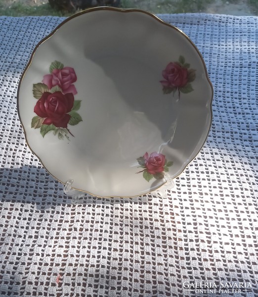 Csoda szép Rózsás aranyszegélyes tányér