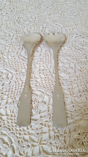 Old, silver-plated, Sheraton salad servers