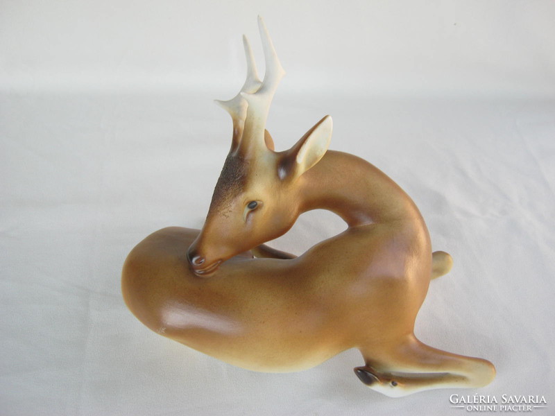 Retro ... Royal dux biscuit porcelain deer stag