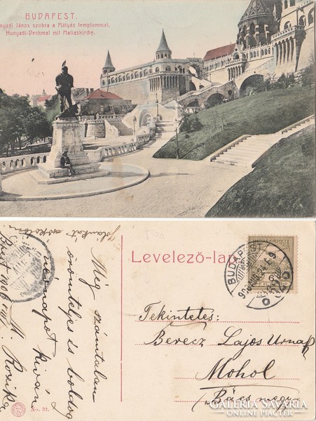 Budapest Hunyadi János szobra a Mátyás templommal 1906 RK Magyar Hungary