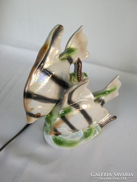 Porcelain fish lamp with a pair of elka signs