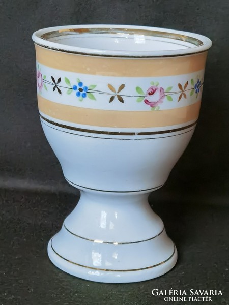 I discounted it!!! Antique Biedermeier hand-painted glazed porcelain stemmed glass