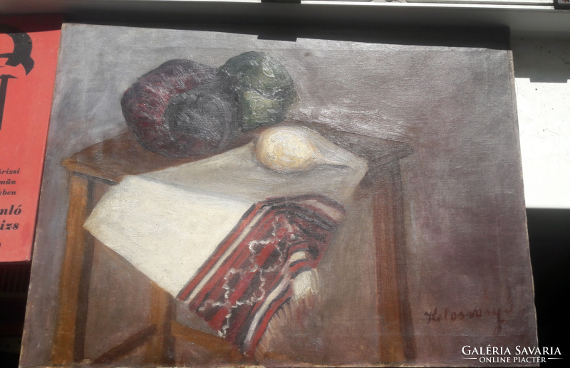Kolosvary marked: still life with vegetables (oil on canvas) Zsigmond Kolozsváry?
