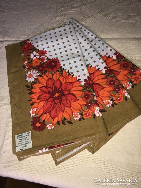 Retro cotton tea towel (orange floral)