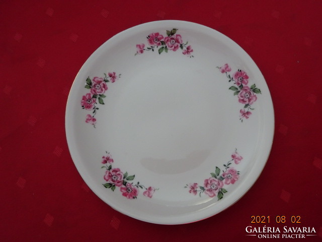 Alföldi porcelain, small plate with pink flowers, diameter 19 cm. He has! Jokai.