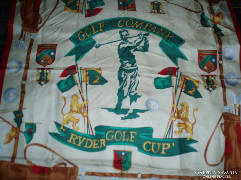 Vintage golfos valódi silk selyemkendő