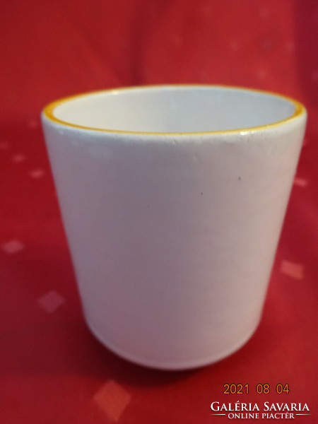 Bodrogkeresztúri porcelán pohár, sárga mintával és sárga szegéllyel. Vanneki!