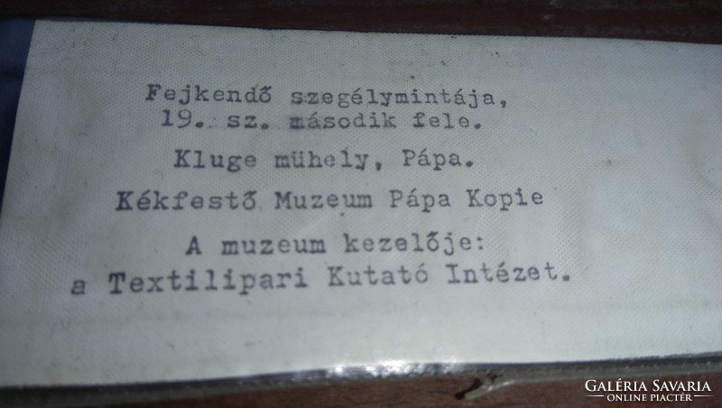 Fejkendő szegélymintája  19.sz.második fele,Kluge Műhely Pápa ,Kékfestő Múzeum Pápa Kopie,könyvjelző