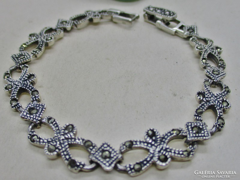 Wonderful old silver bracelet with marcasite, Art Nouveau pattern