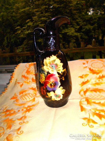 Szecessziós kiöntő- majolika kancsó alakú váza