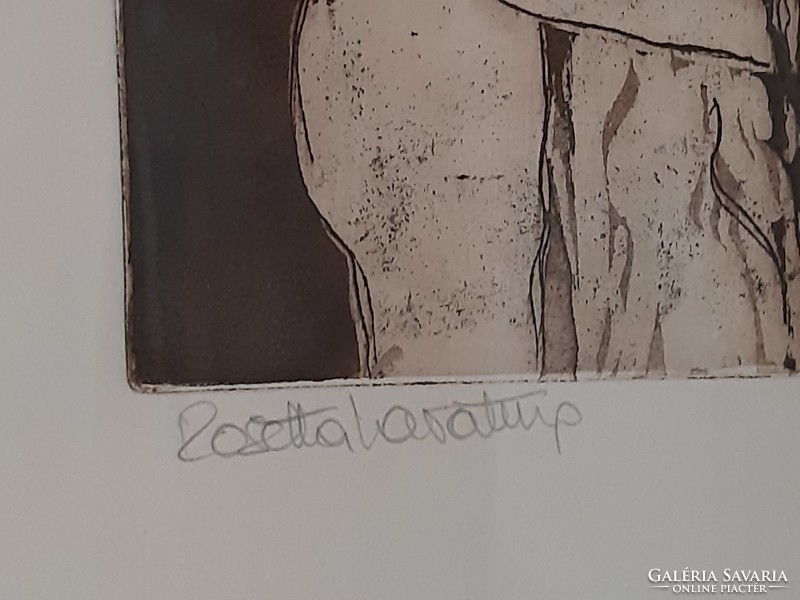 Szerelem. Rosetta Lavattup olasz művész gyönyörű szerelmespár rézkarca stílusos keretben