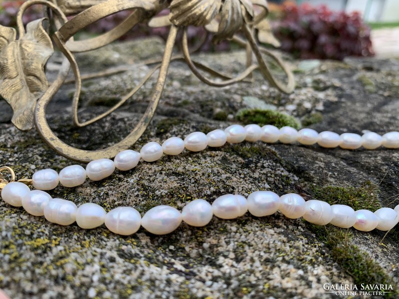 Cultured pearl necklace with 24k gold plated clasp pearl jewelry
