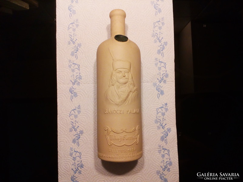 Régi kerámia Rákóczi palack viaszpecséttel, tokaji furmint 1993 /boros "üveg" /bodrogkeresztúri