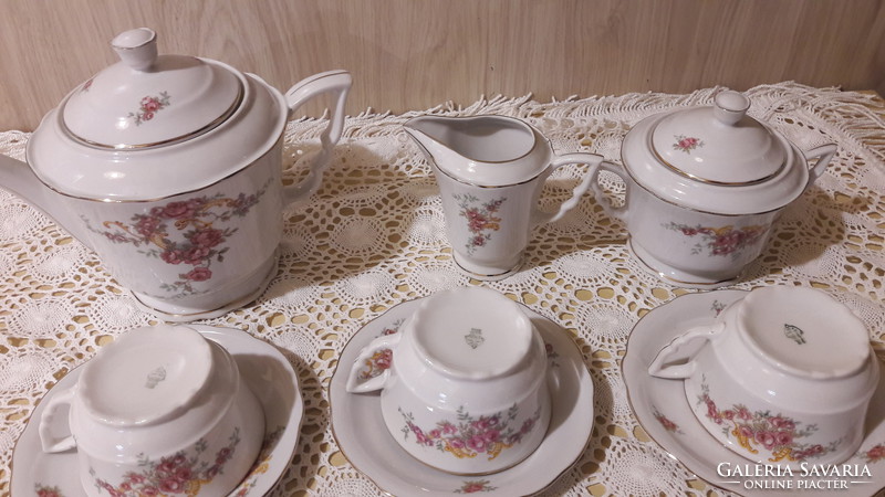 Zsolnay, beautiful flower pattern, antique, elf ears, tea or cappuccino set