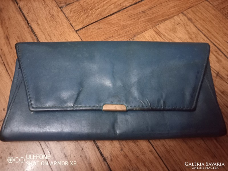 Kék bőr pénztárca és irattartó az 1960-70-es évekből