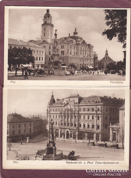 Pécs Leporelló füzet 10db képeslap kb1930 RK Magyar Hungary