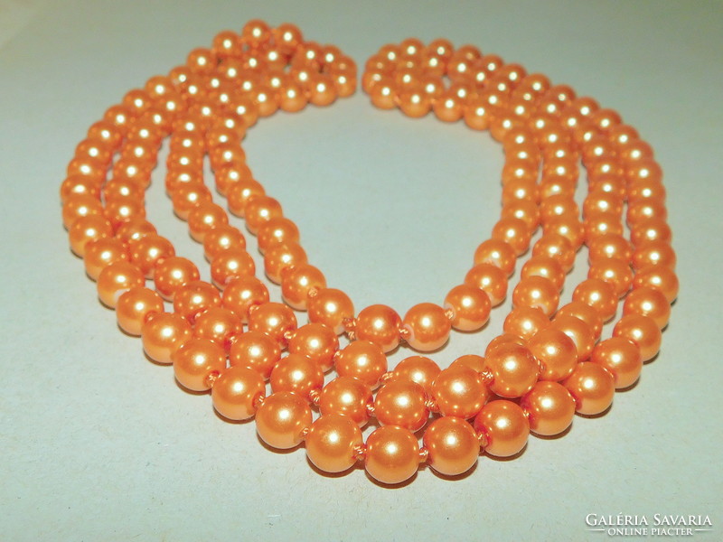 Orange-sparkling shell pearl extra long pearl necklace - 146 cm!