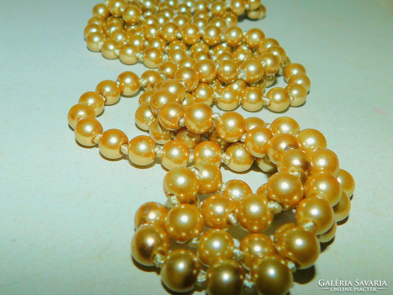 Gold brown shell pearl extra long pearl necklace - 150 cm!