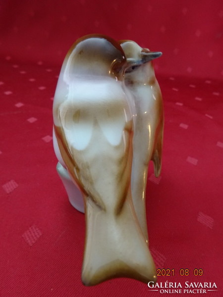 Zsolnay porcelán figura, barna tollú madárpár, magassága 9 cm. Vanneki!