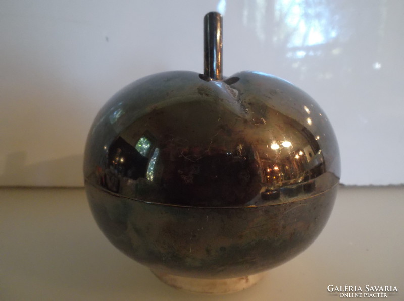 Sugar bowl - apple - silver-plated - glass insert - made of thick material - 11 x 10 cm - German