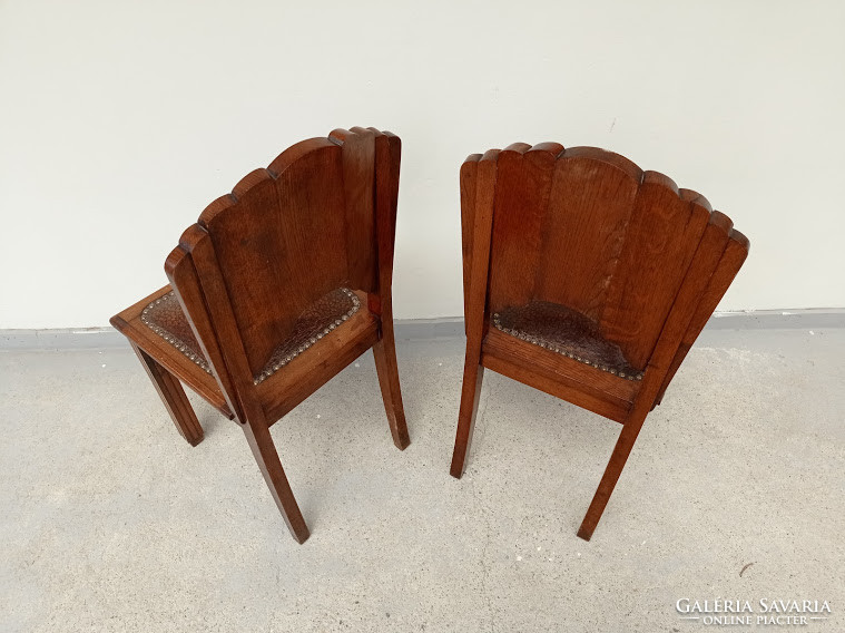 Antik 2 darab art deco faragott keményfa szék 4380