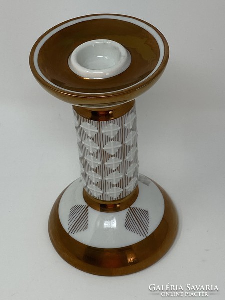 Retro pattern German lichte porcelain - hand painted candle holder - cz