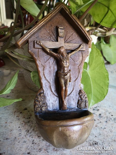 Wax holy water holder 21 x 13 cm